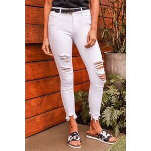 Lulus Amelia Distressed Denim High Rise Skinny Jeans - 26 White